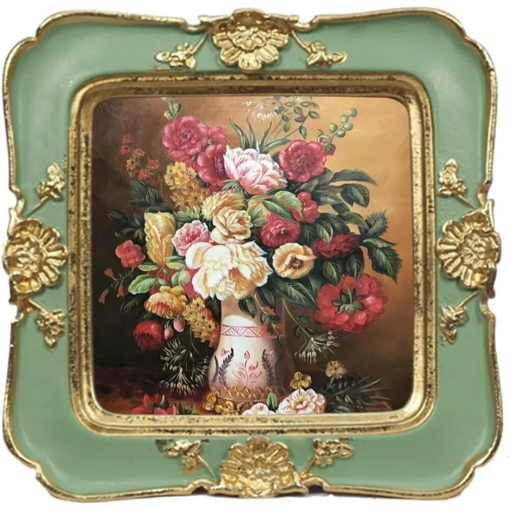 Vintage Picture 3x3 Luxury Antique Photo Frames With Golden Embossed Flower